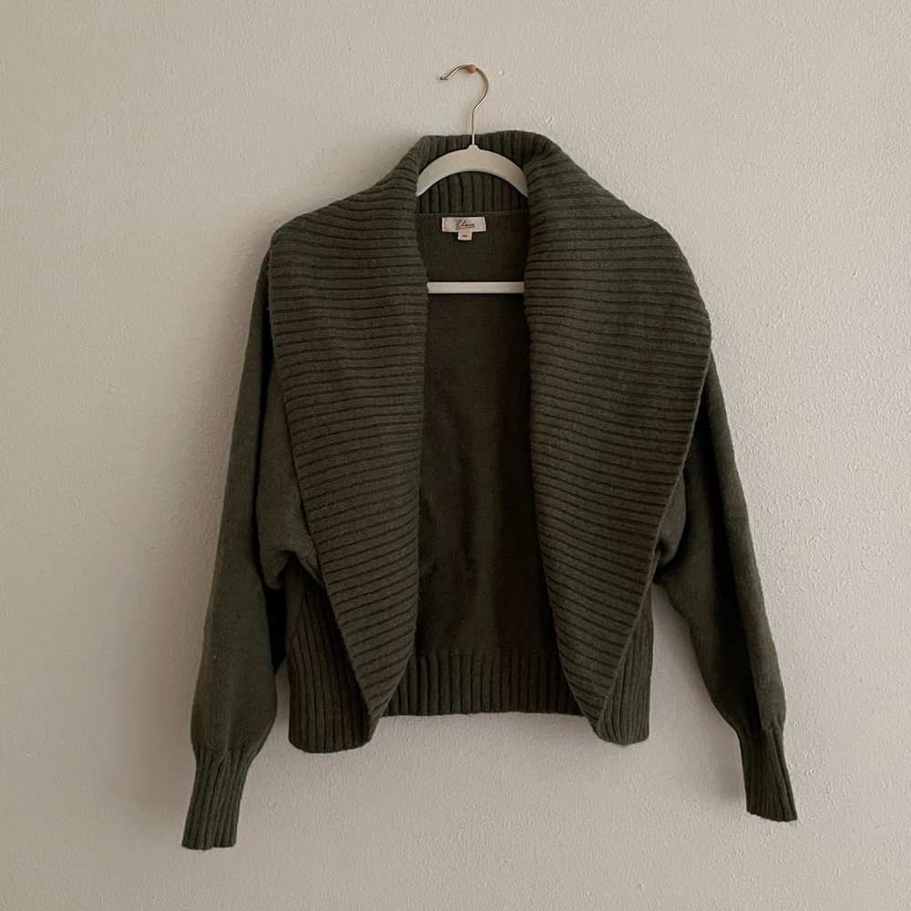 Elan Crop Sweater Open Front Cardigan - Picture 3 of 15